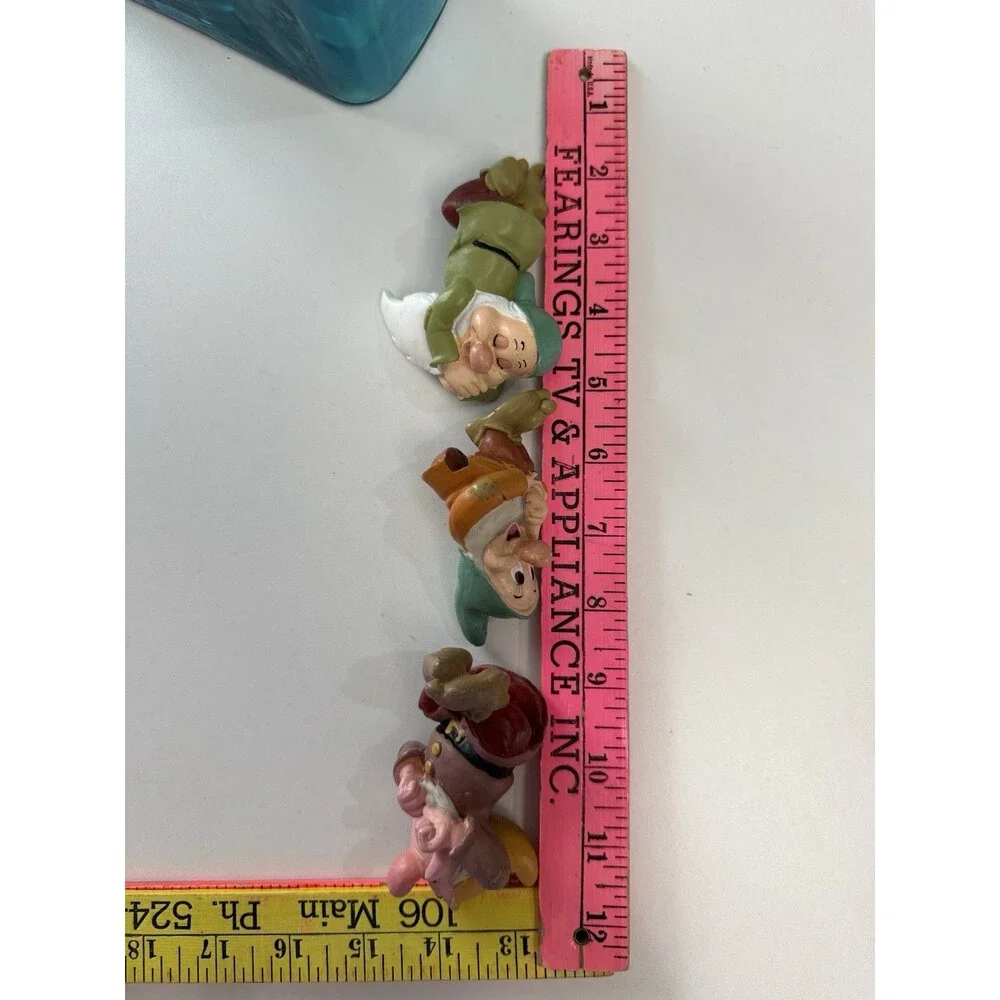 Disney Snow White Seven Dwarfs Sitter Resin Figurines Musicians Flower Pot Lot 3